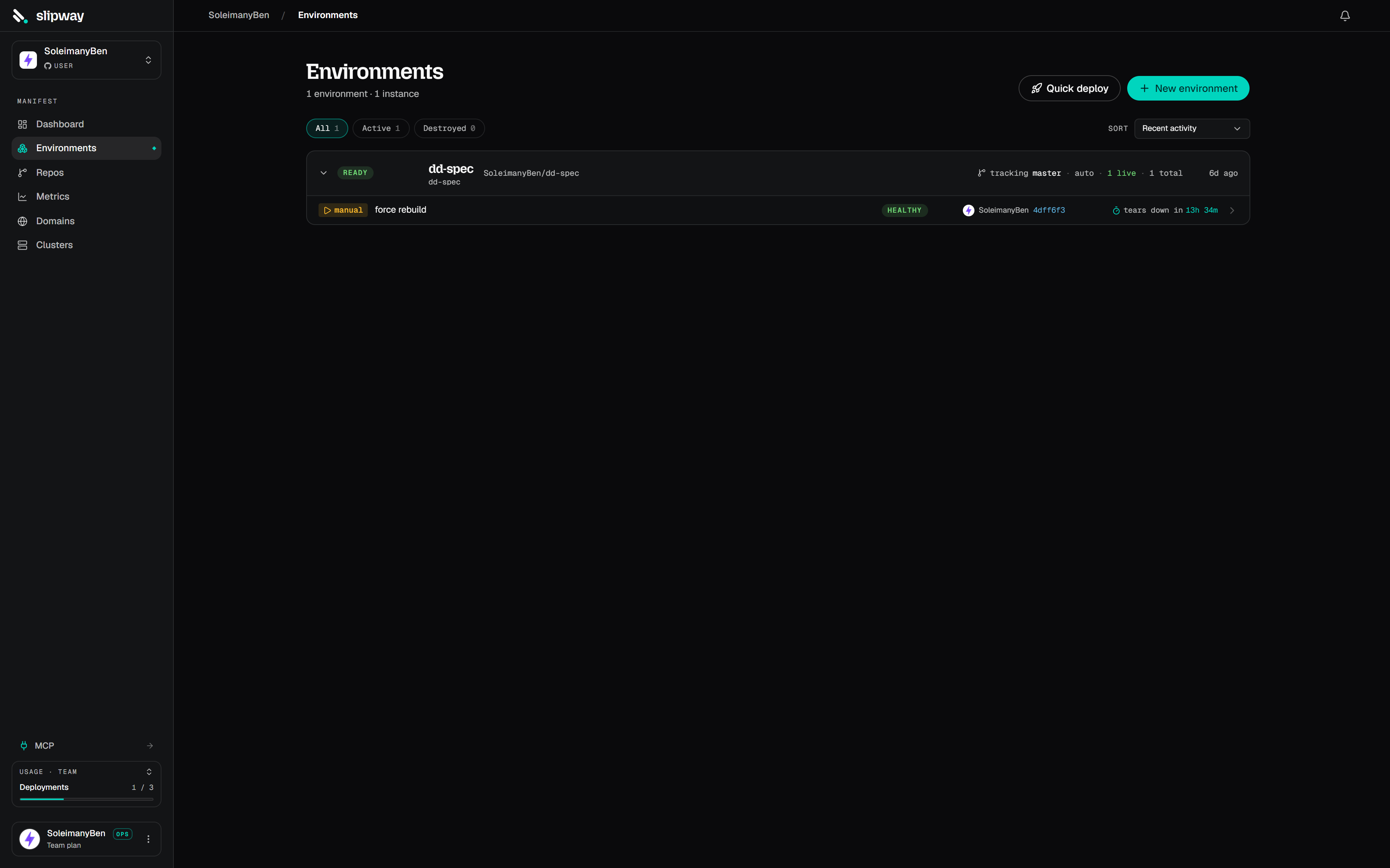 Environments list