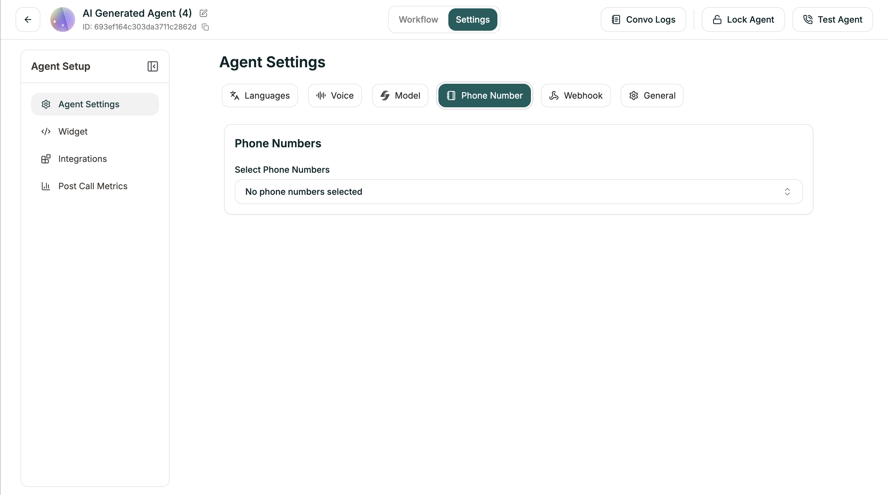 Phone number settings