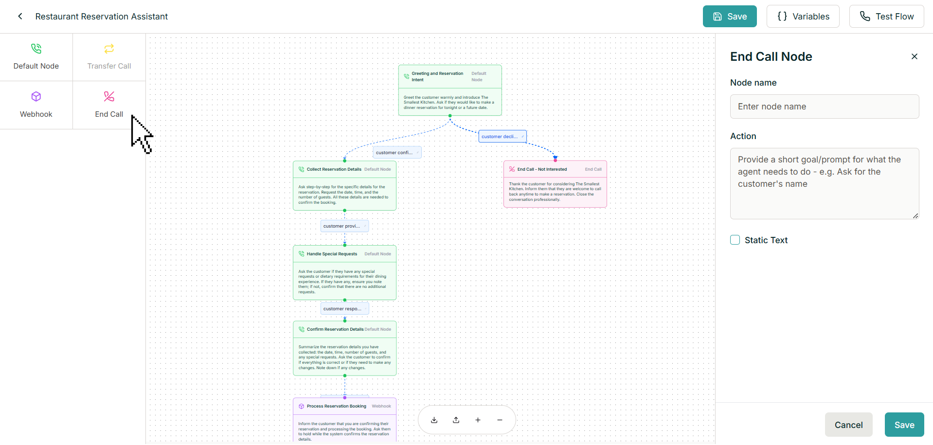 Adding End Call Node