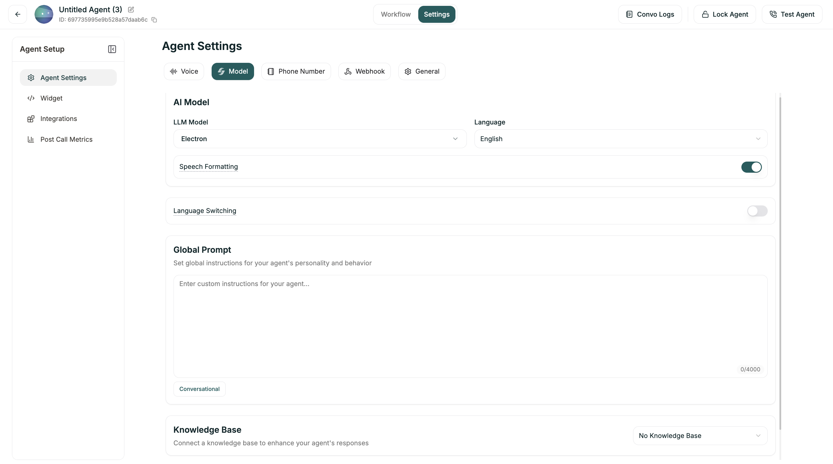 Model settings - Conversational Flow