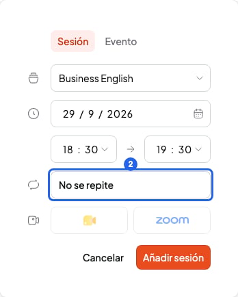 Ventana de sesión nueva con el botón No se repite numerado con el 2