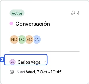 Conversación course card with its teacher, Carlos Vega, highlighted with 2