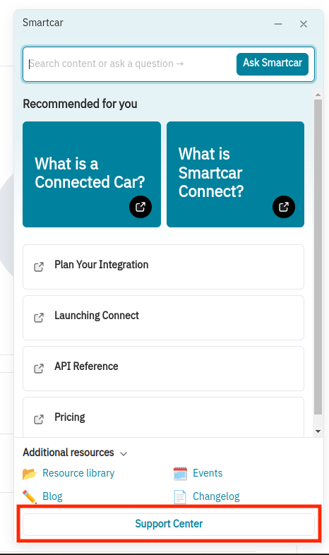 Support Center Button