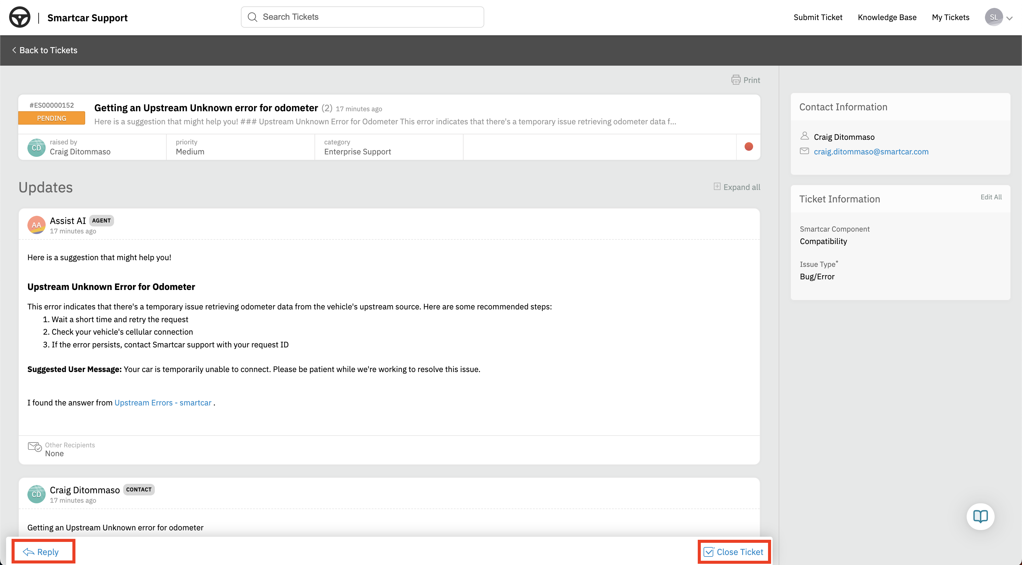 Update or Close a Request