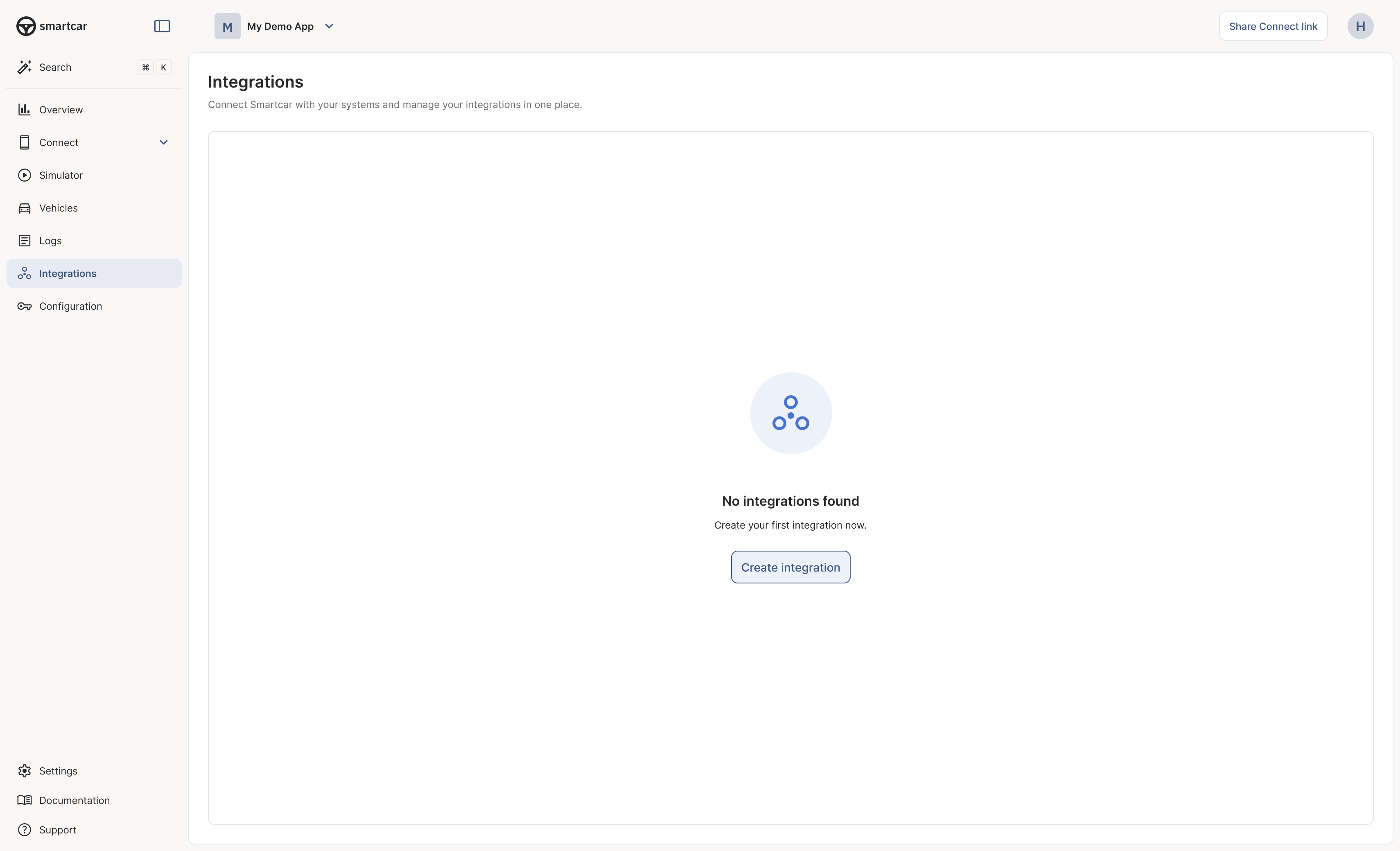 Application Configuration in Smartcar Dashboard