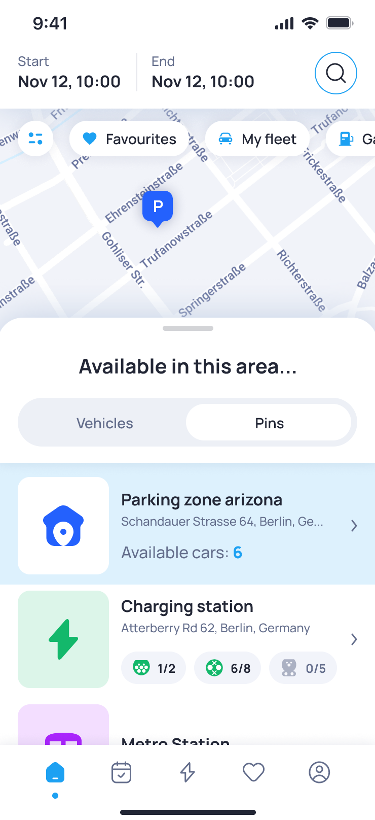 Available charging stations