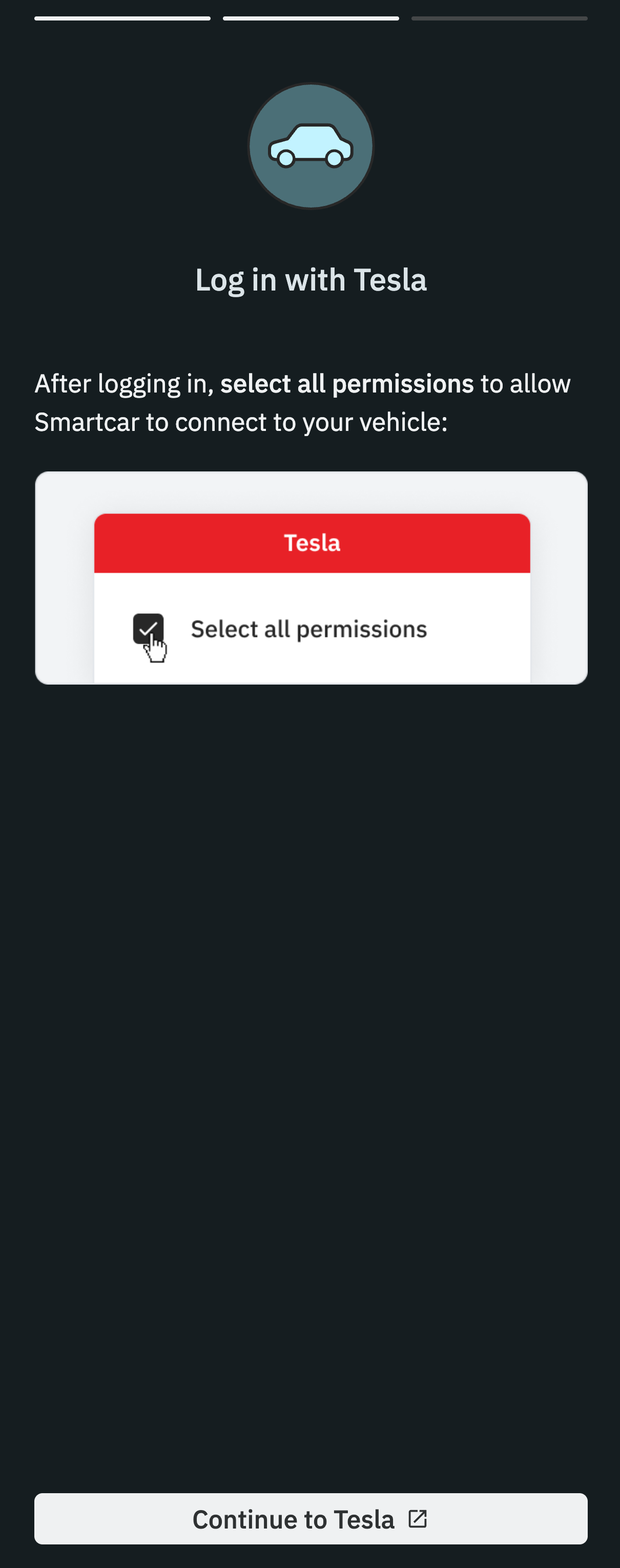 Smartcar login dark