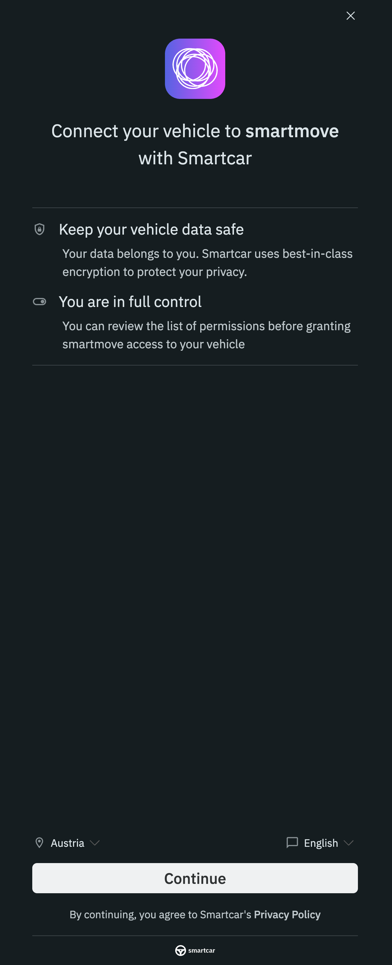 Smartcar redirect dark