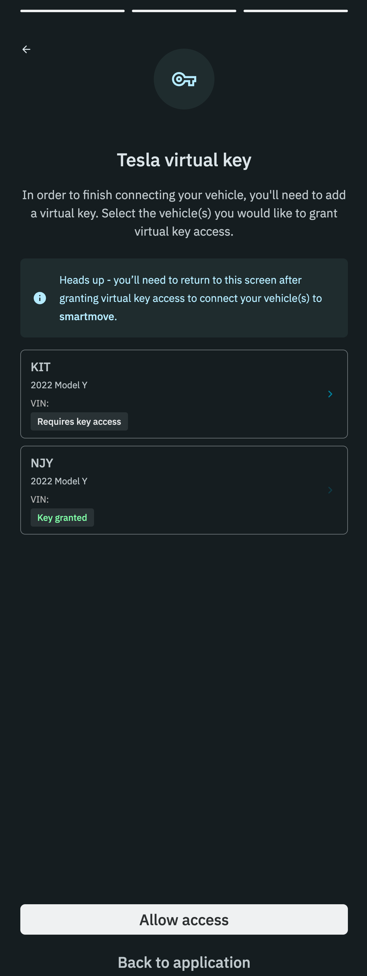 Smartcar virtual key dark