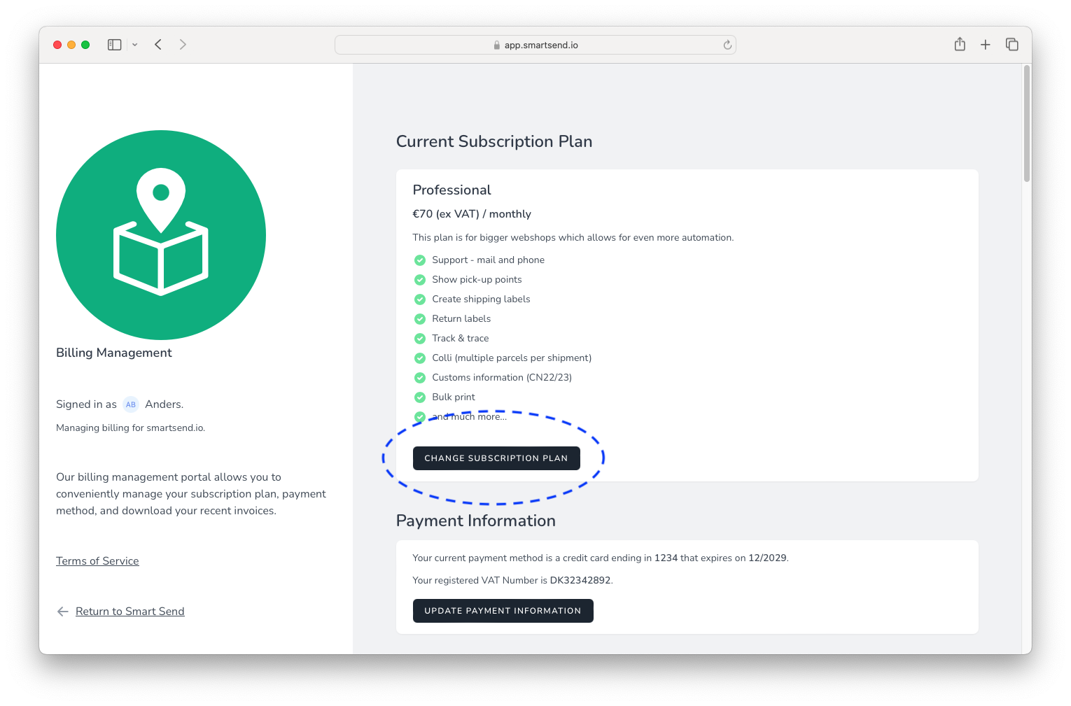 Change subscription
