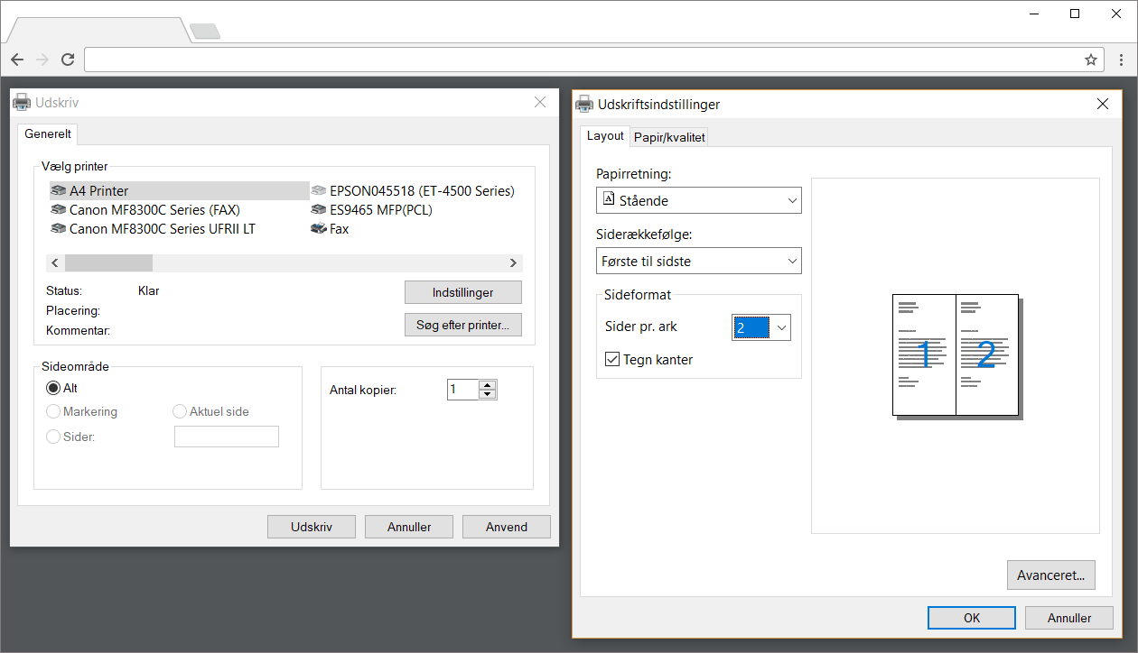 Windows A4 printing settings in Google Chrome - Part 2