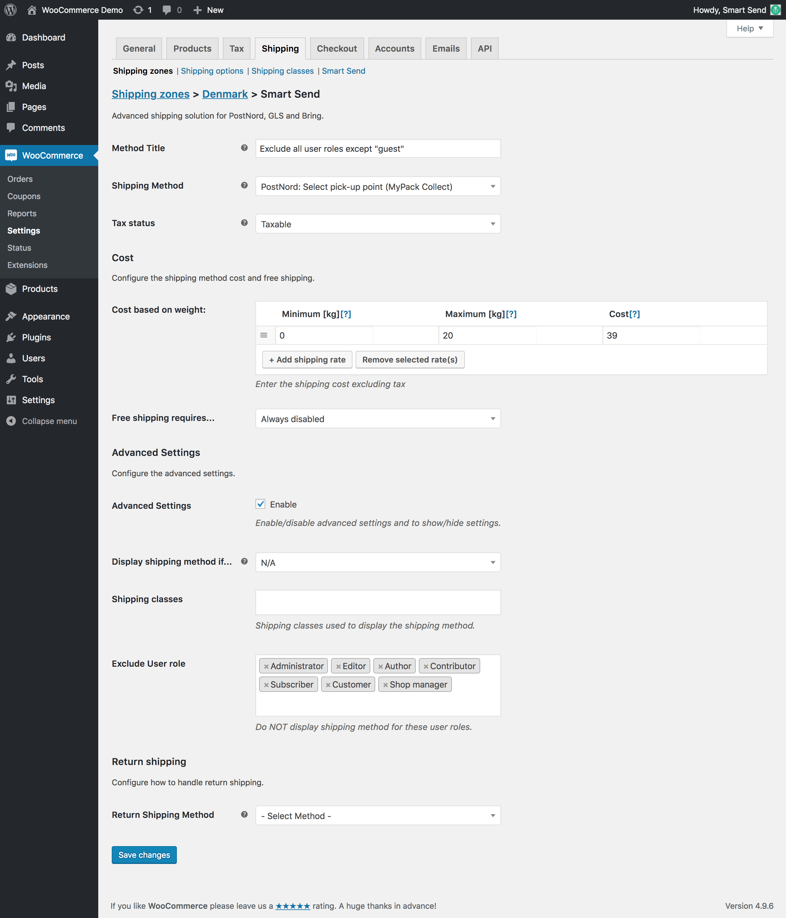 Shipping method for guest users only