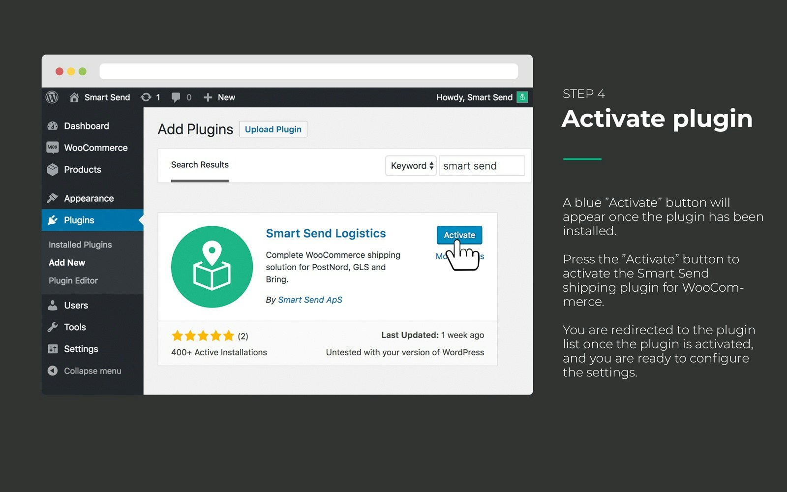 Plugin activation confirmation