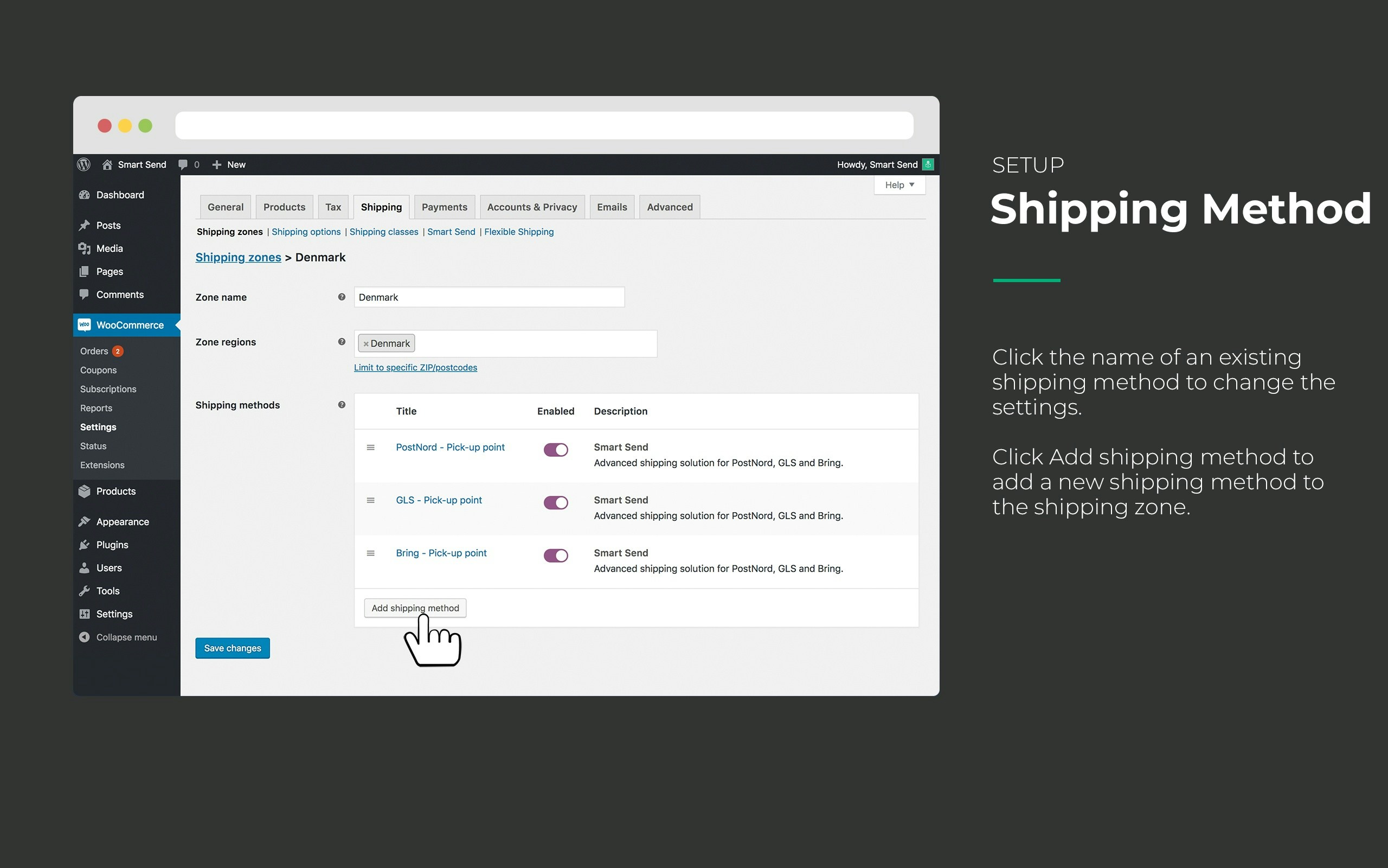 WooCommerce shipping zones configuration