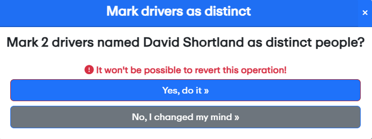 Confirmation pop-up