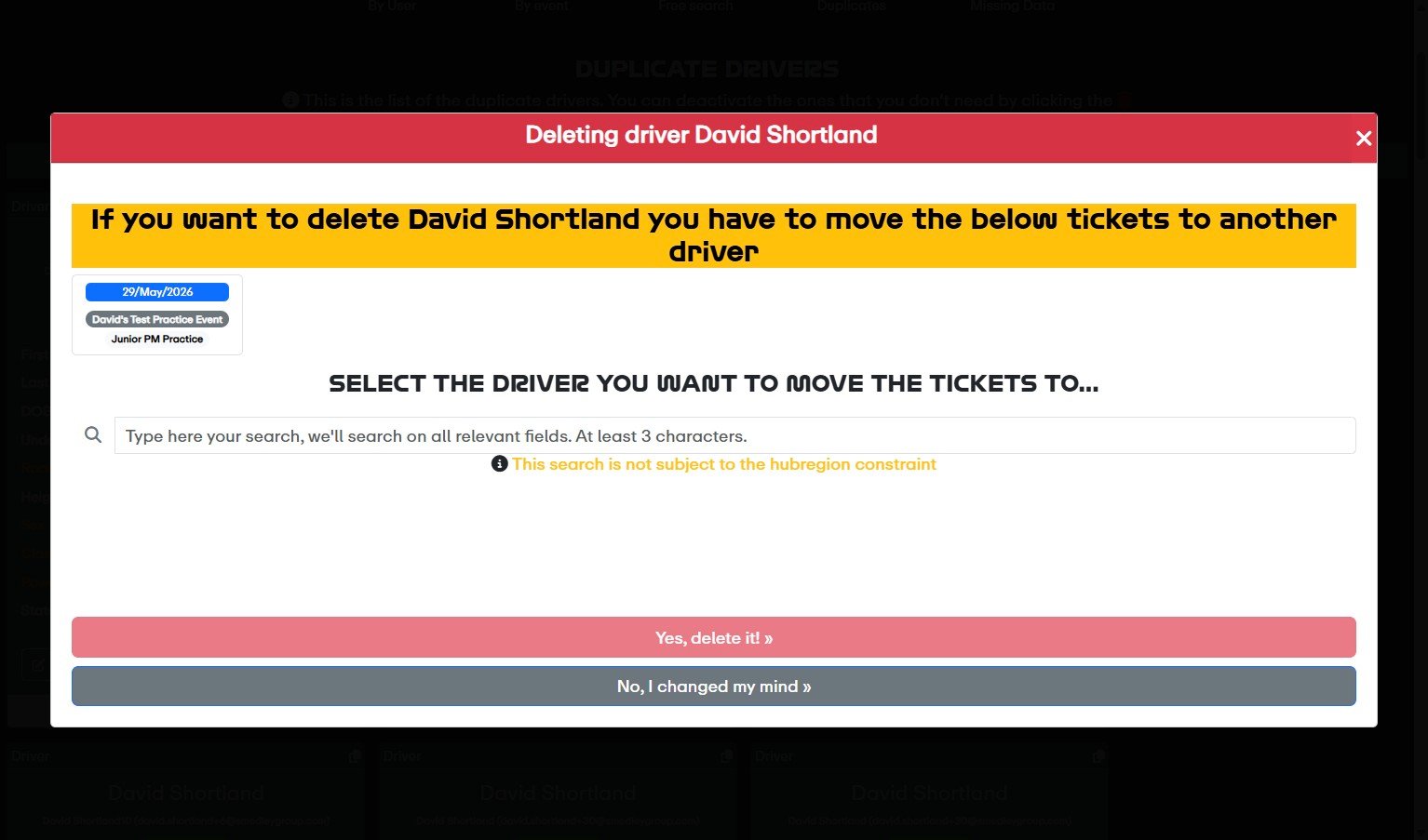 Move tickets confirmation window