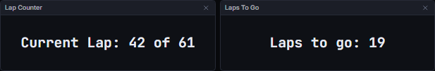 Lap Counter and Laps To Go side by side (Singapore 2026, lap 42)