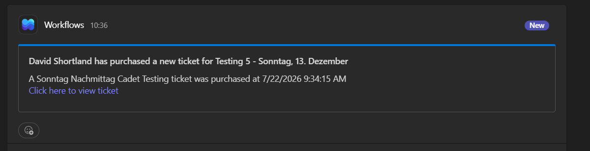 New ticket notification