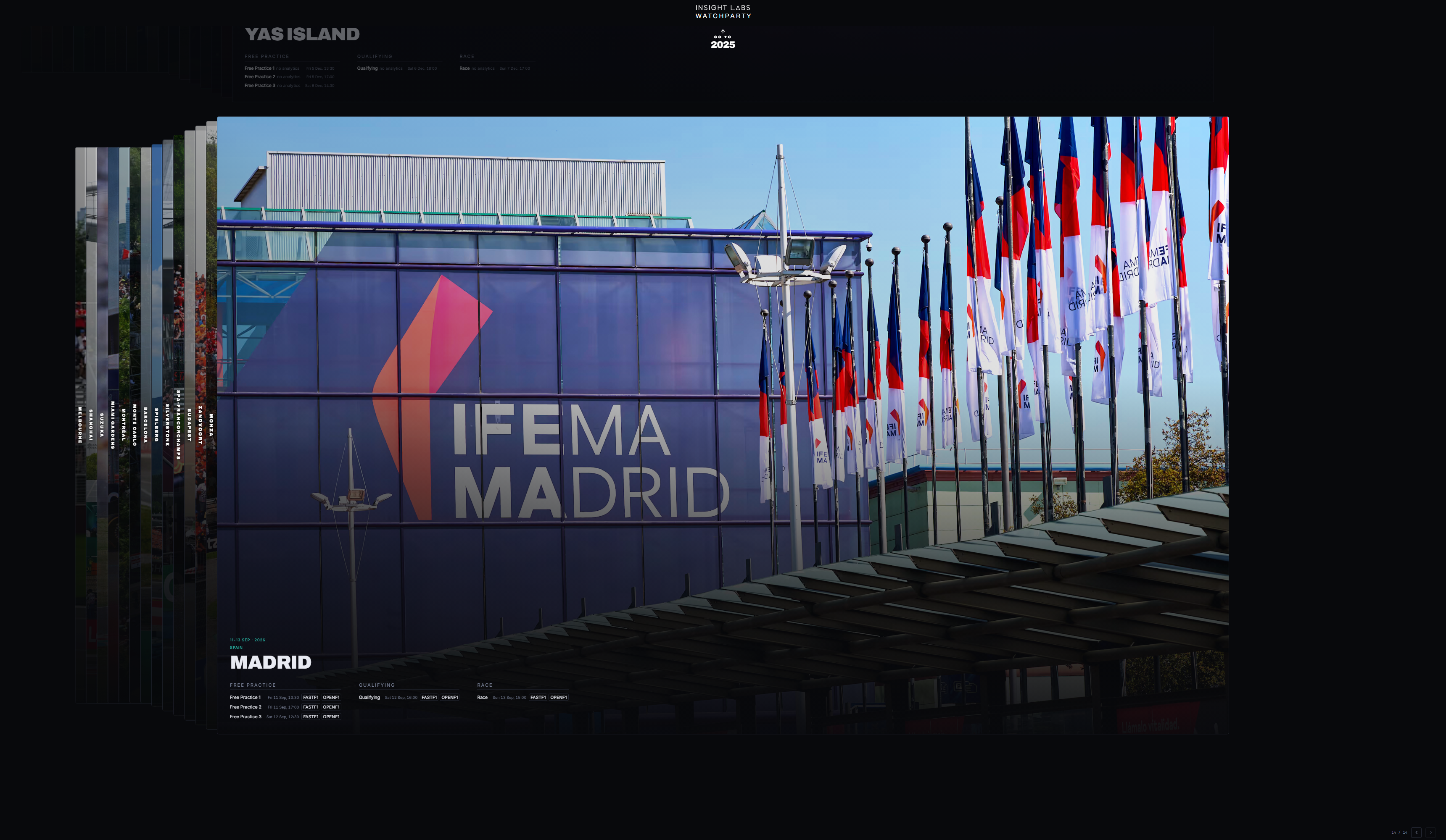 The session picker on the 2026 Madrid weekend card