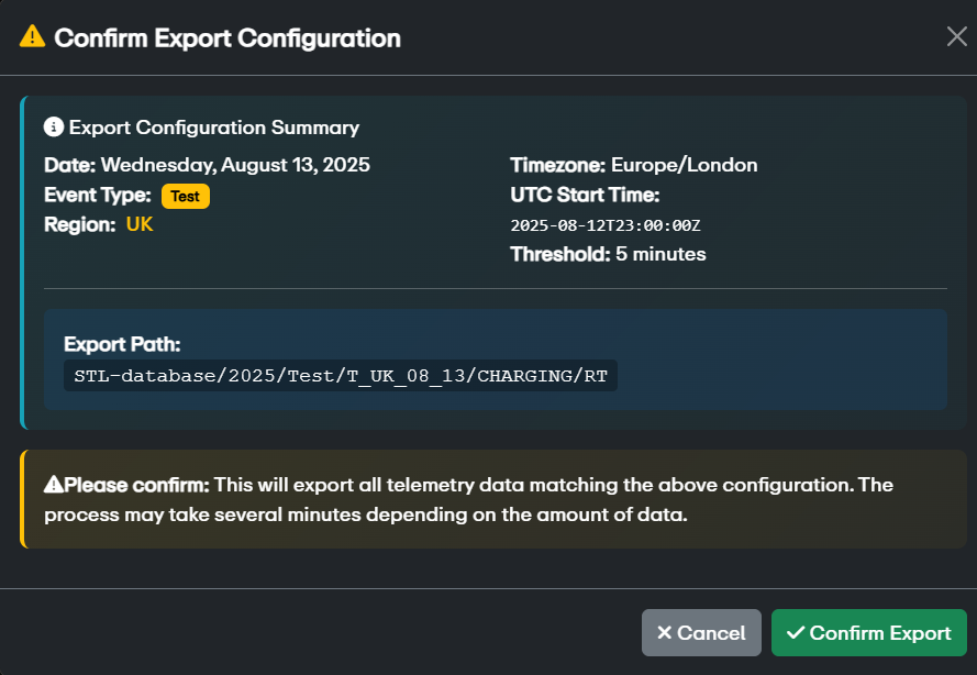 Export button