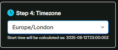 Select timezone