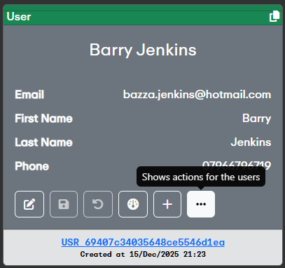 Three dots menu on a customer profile