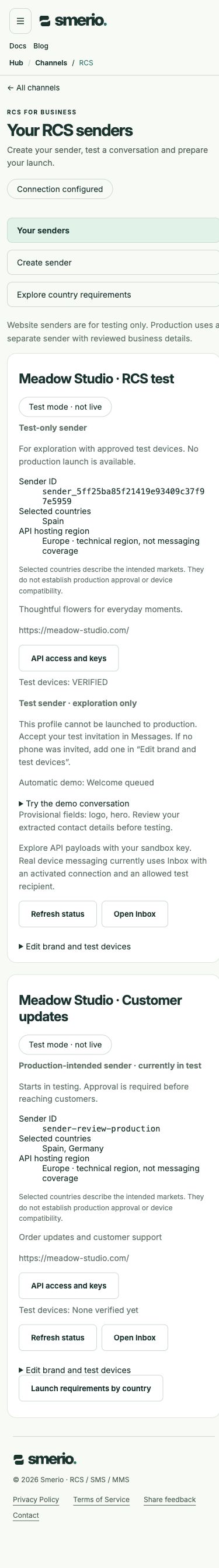 Website-only quick start on a mobile screen