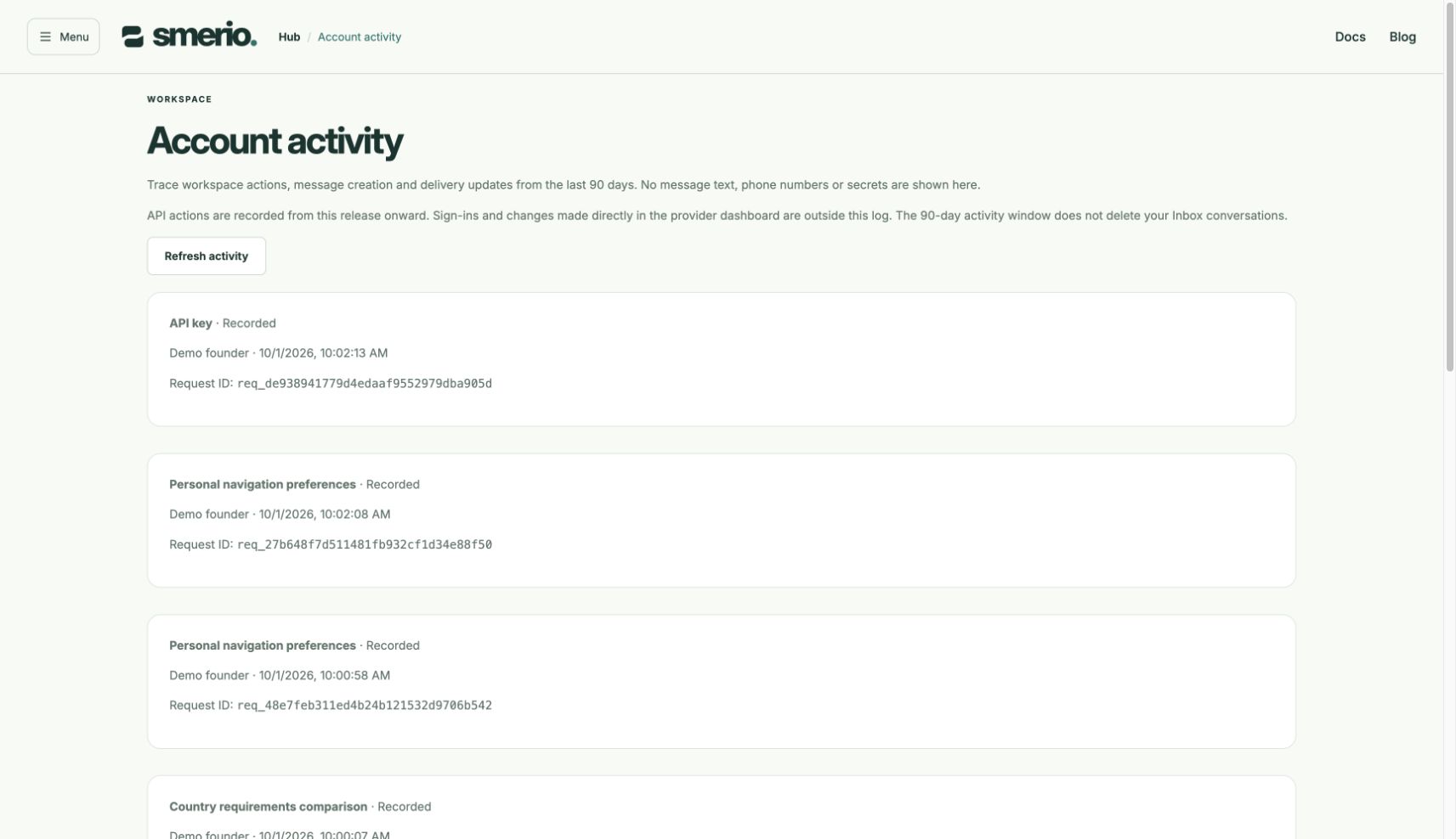 Workspace activity after synthetic key creation and setup changes