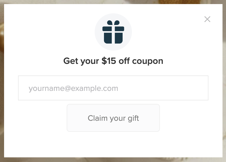 Friend popup: Referral popup asking the friend to enter their email address to claim their discount.