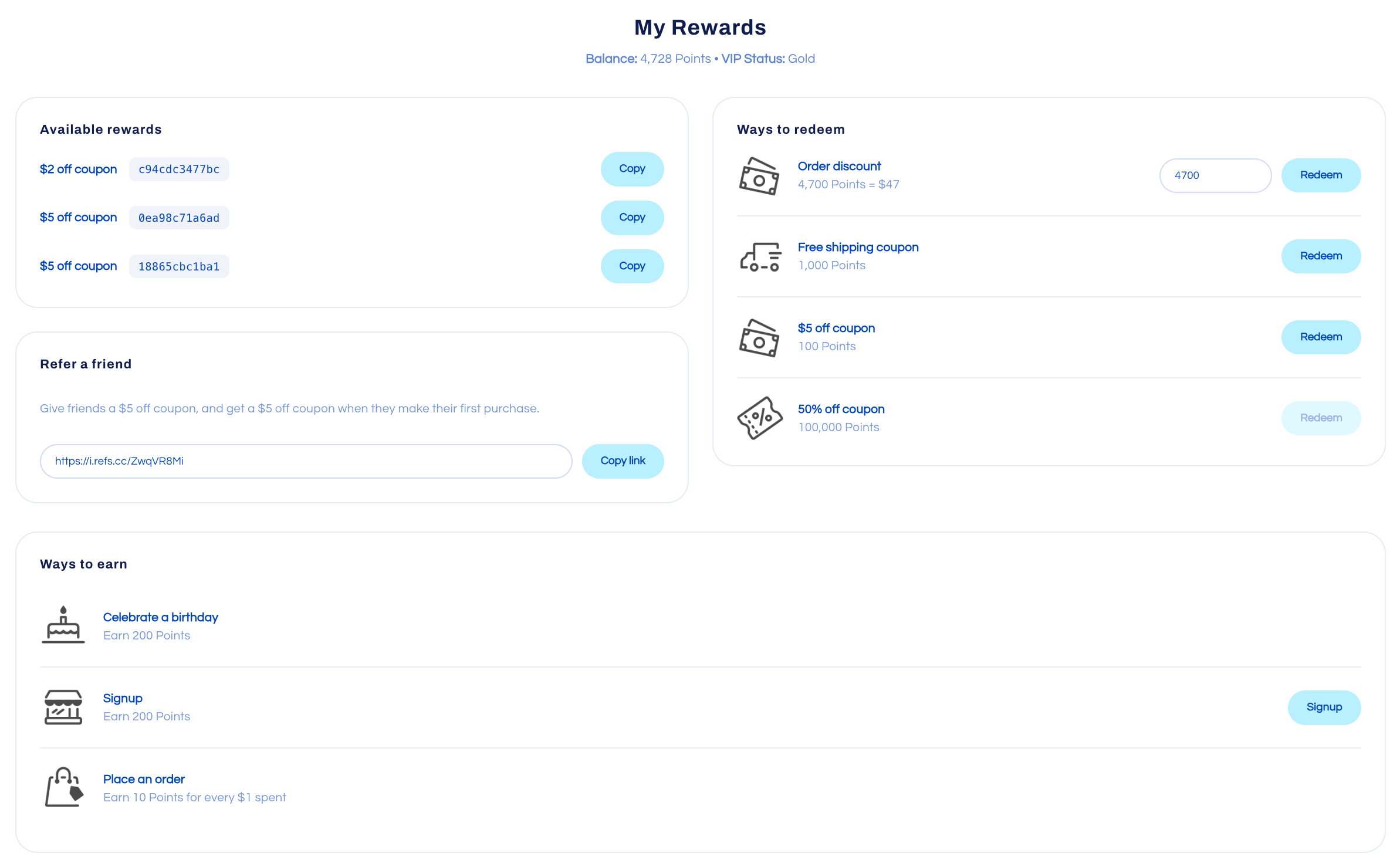 Stay AI customer portal Smile loyalty section