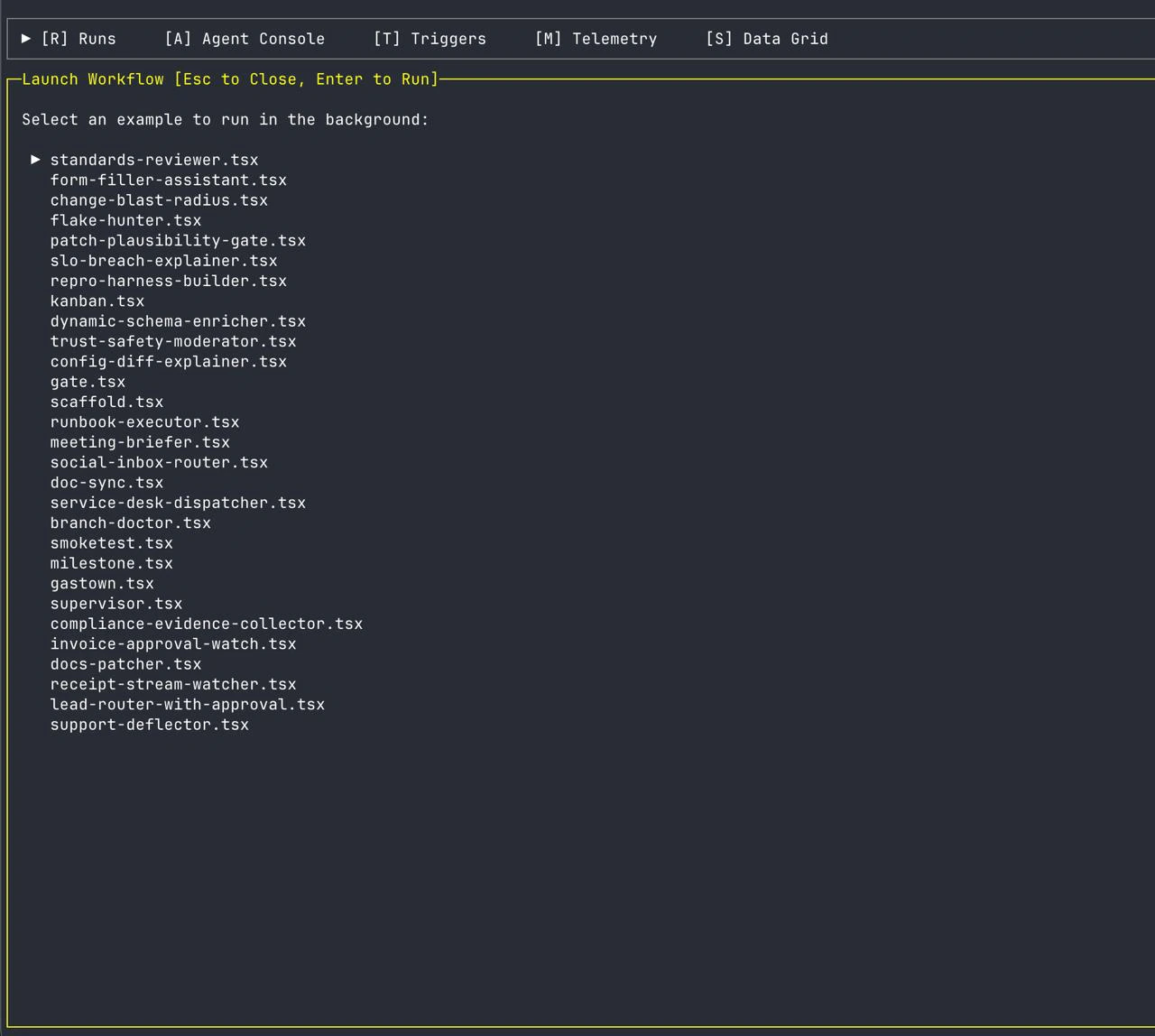Launch Workflow dialog