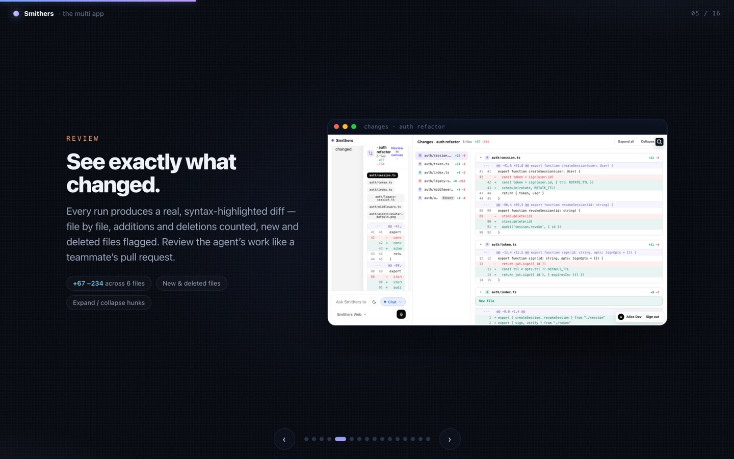 The upcoming UI diff review of an agent run