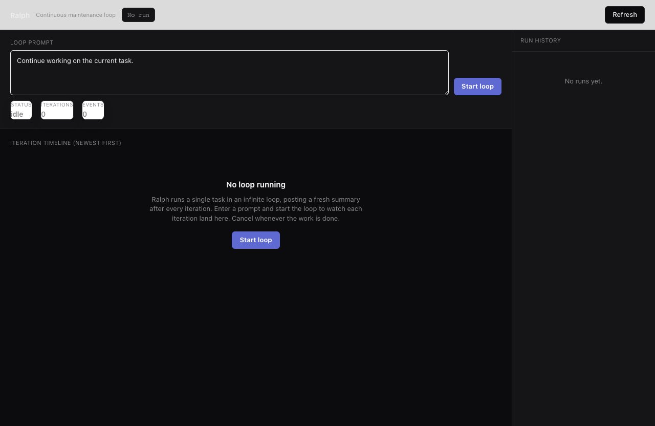 Smithers workflow UI showing ralph running a single agent task in an unbounded loop