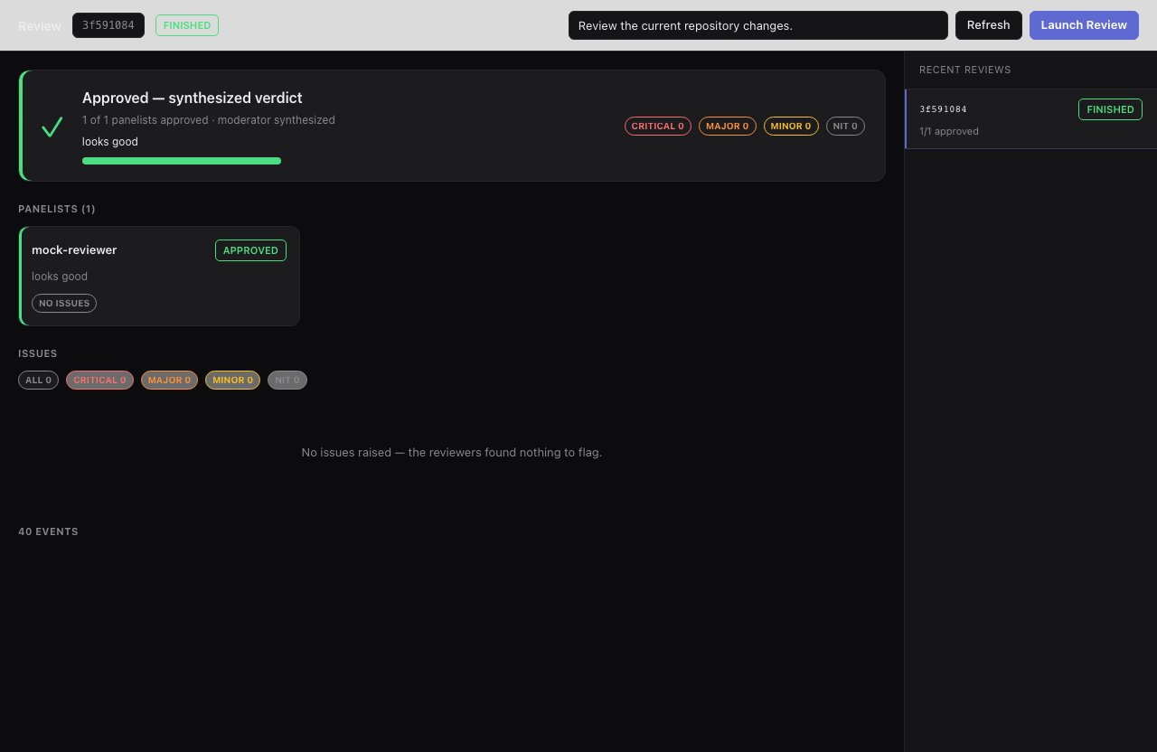 Smithers workflow UI showing reviewer agents producing approval status and structured issues