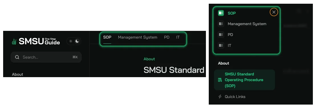 แถบเมนูด้านบน