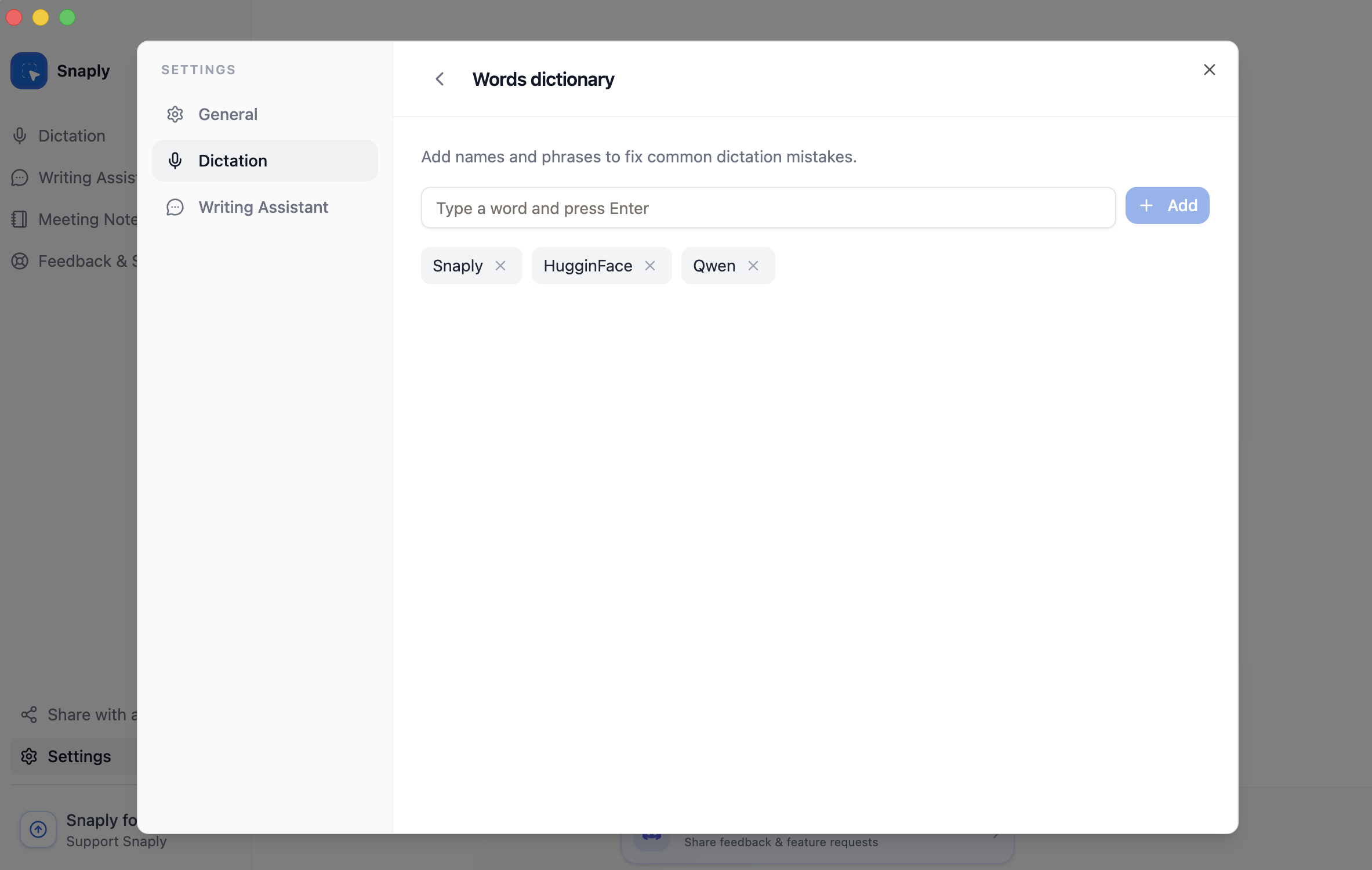Open Custom Dictionary