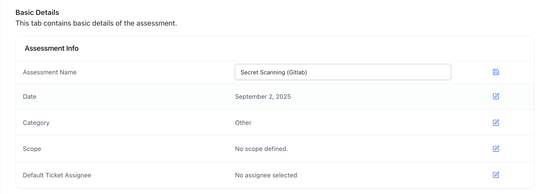 Collaborators section showing team member management in the assessment panel