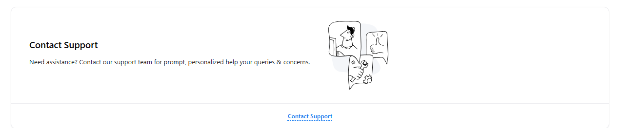 Contact support section for API-related help