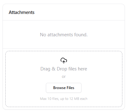 Attachments upload area for vulnerability evidence