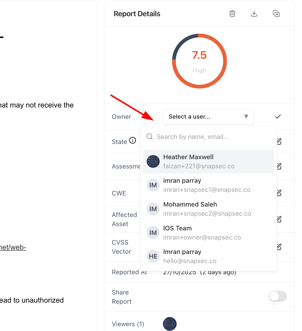 Assign Vulnerability Owner