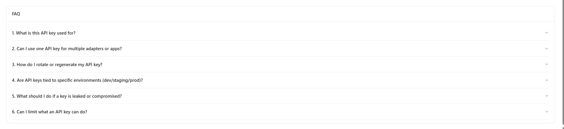 Expandable FAQ section for members