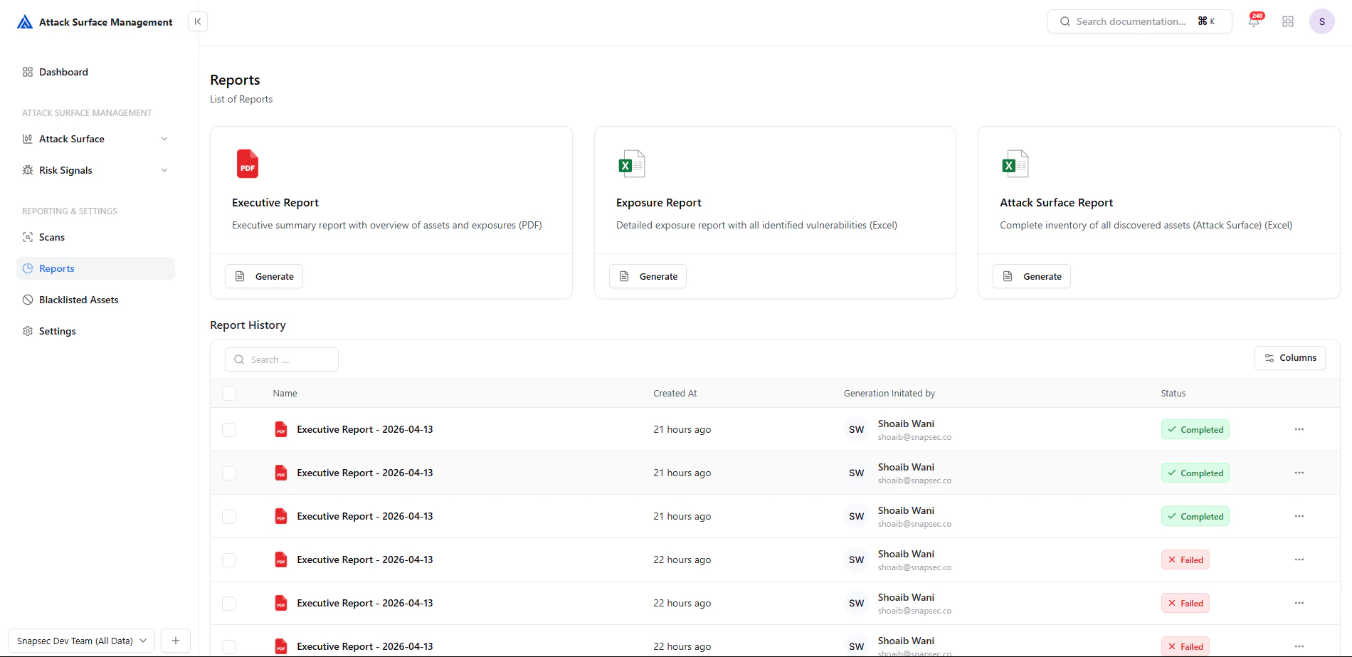 Reports Dashboard