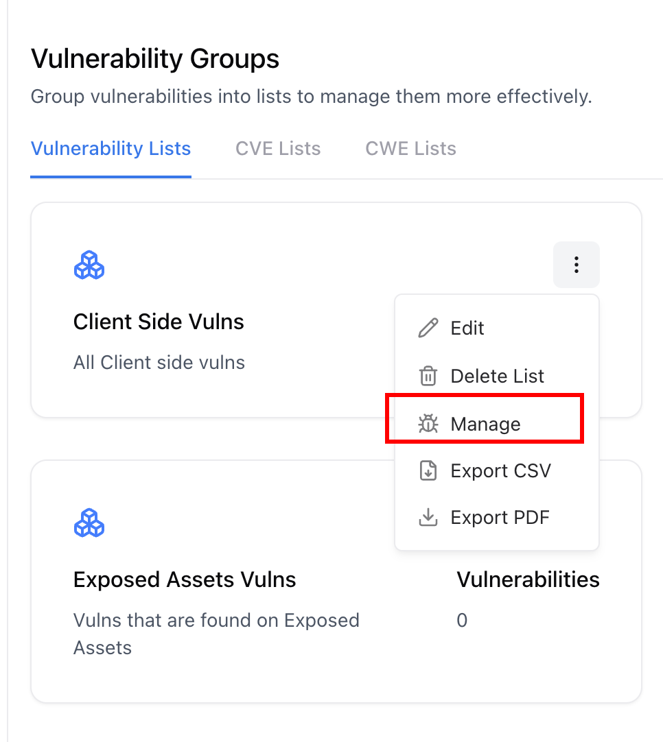 Dashboard view showing vulnerability groups like XSS and API Vulns