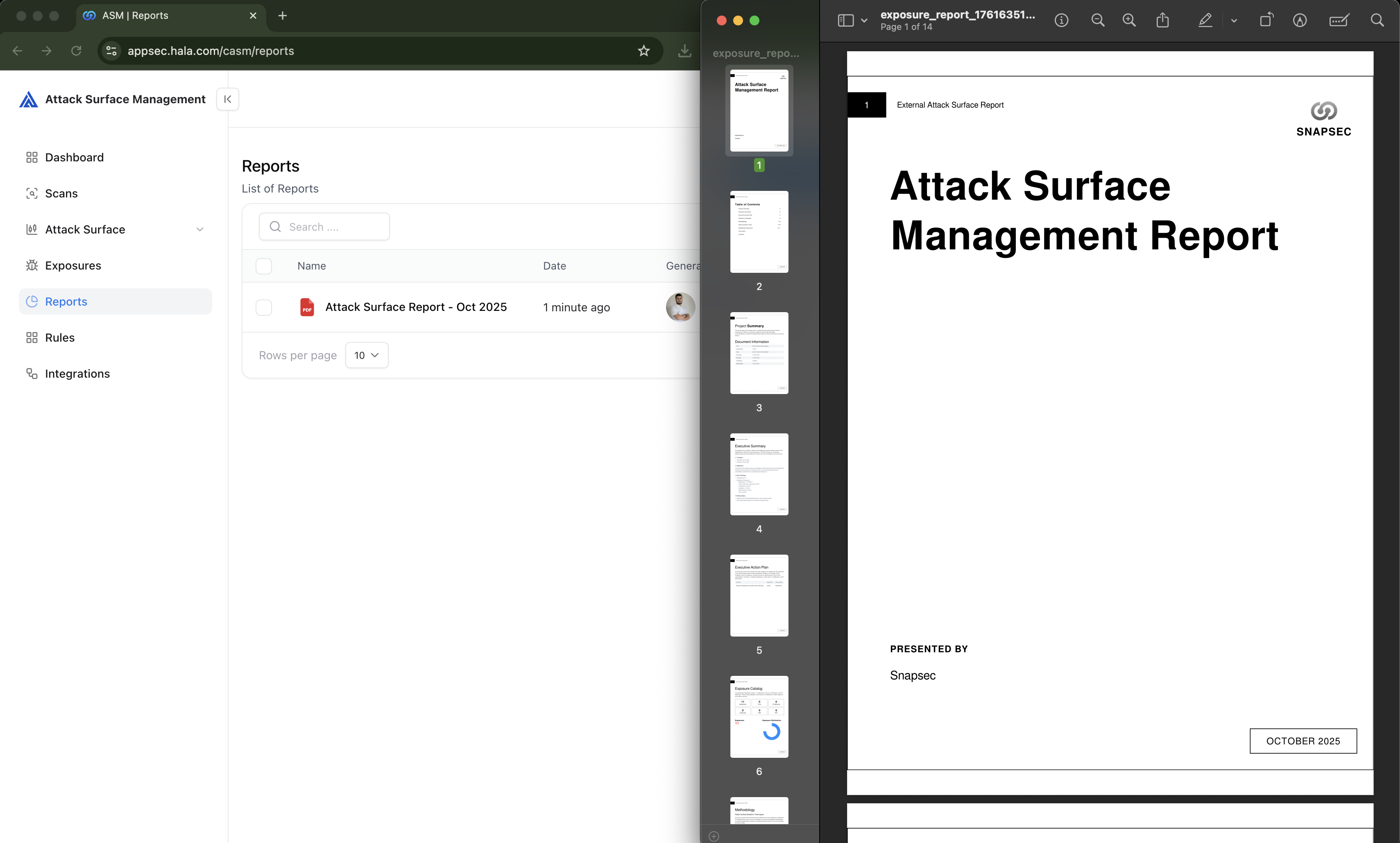 Reports listing view in ASM