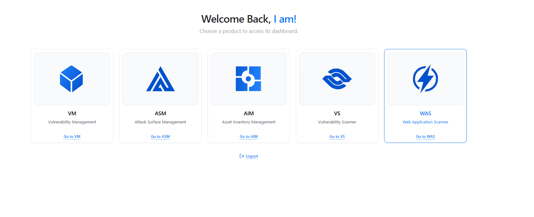 Snapsec Suite product selection screen with VM, ASM, AIM, VS, and WAS modules