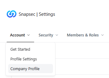 Company Profile option under Account settings