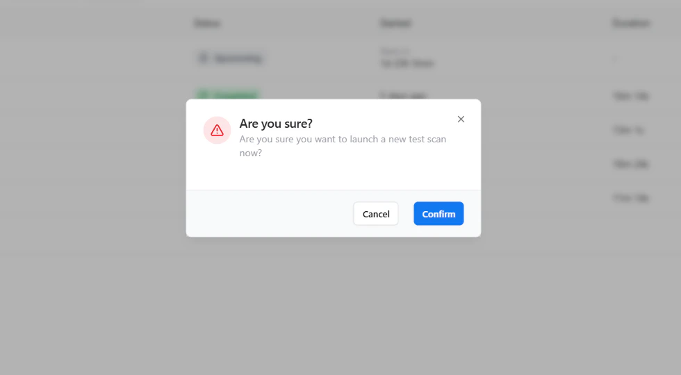Scan Confirmation Modal