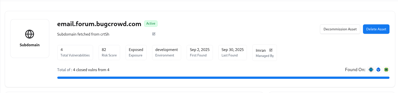 Subdomain Details in AIM