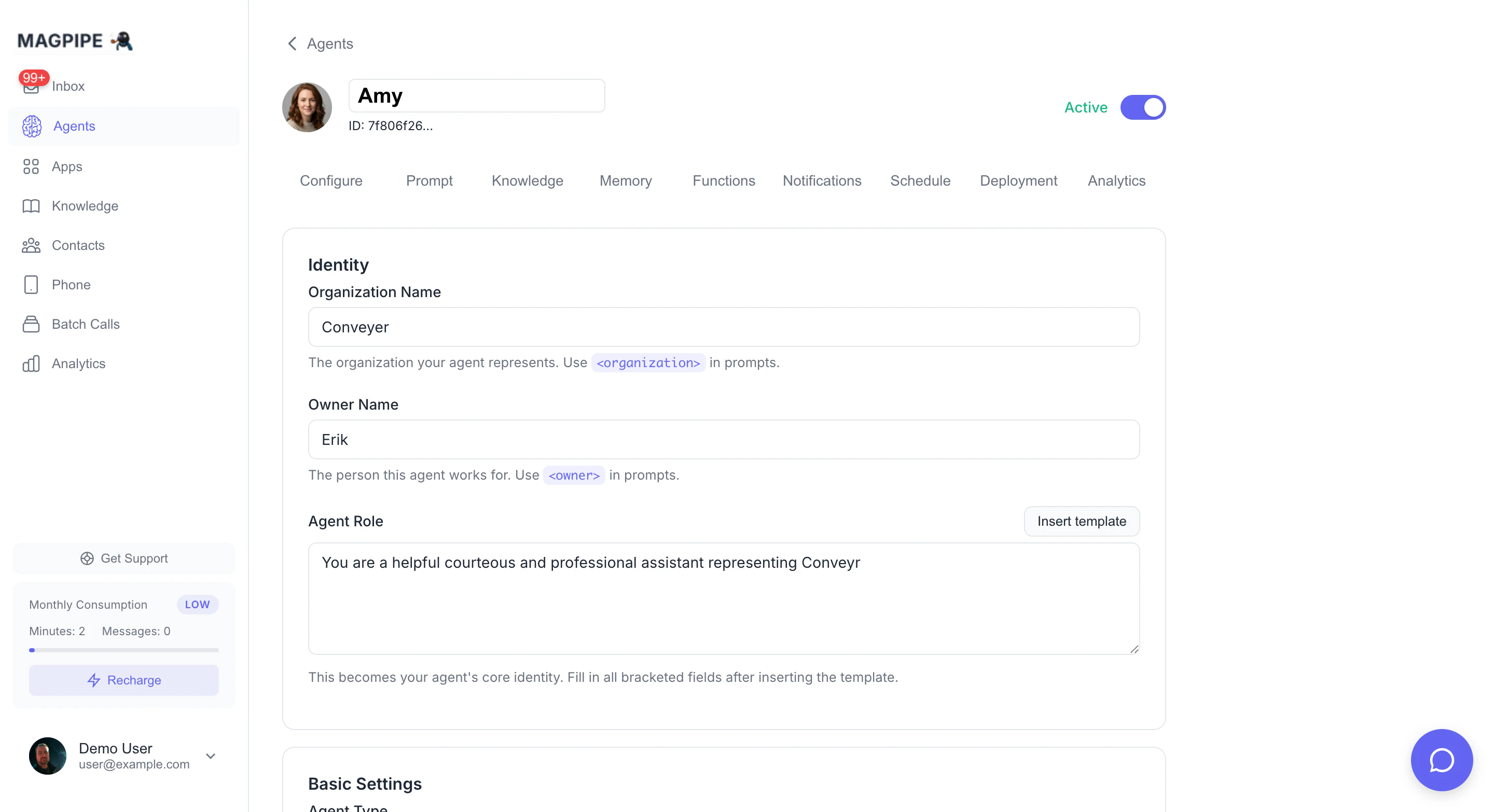 Agent deployment tab
