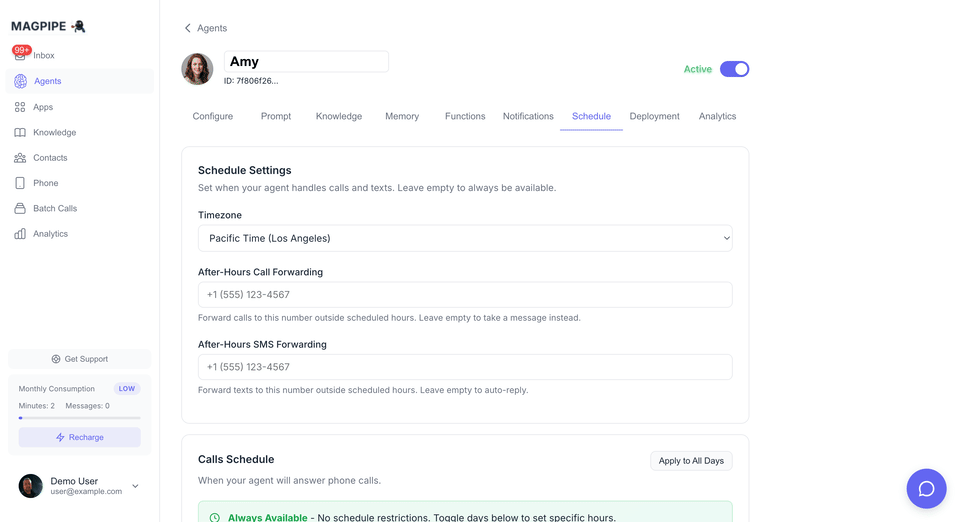 Agent schedule scroll